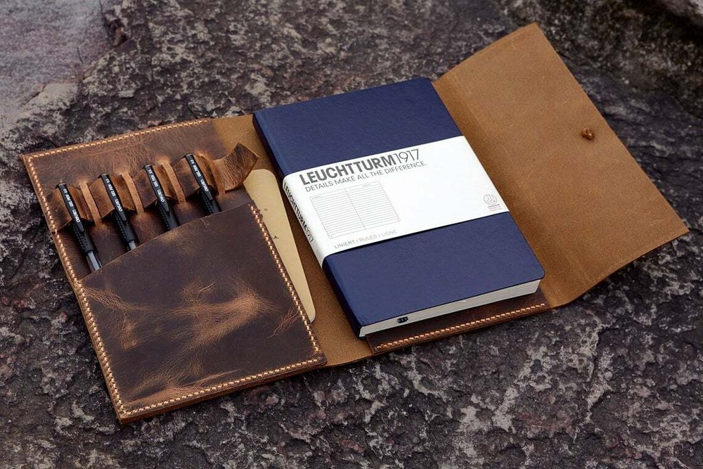 Personalized leather cover case for A5 Bullet Journal Leuchtturm 1917 notebook