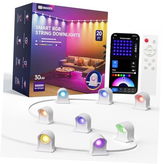 Smart RGBW+IC String Downlights with 30 LED String Lights, 111 20ft indoor