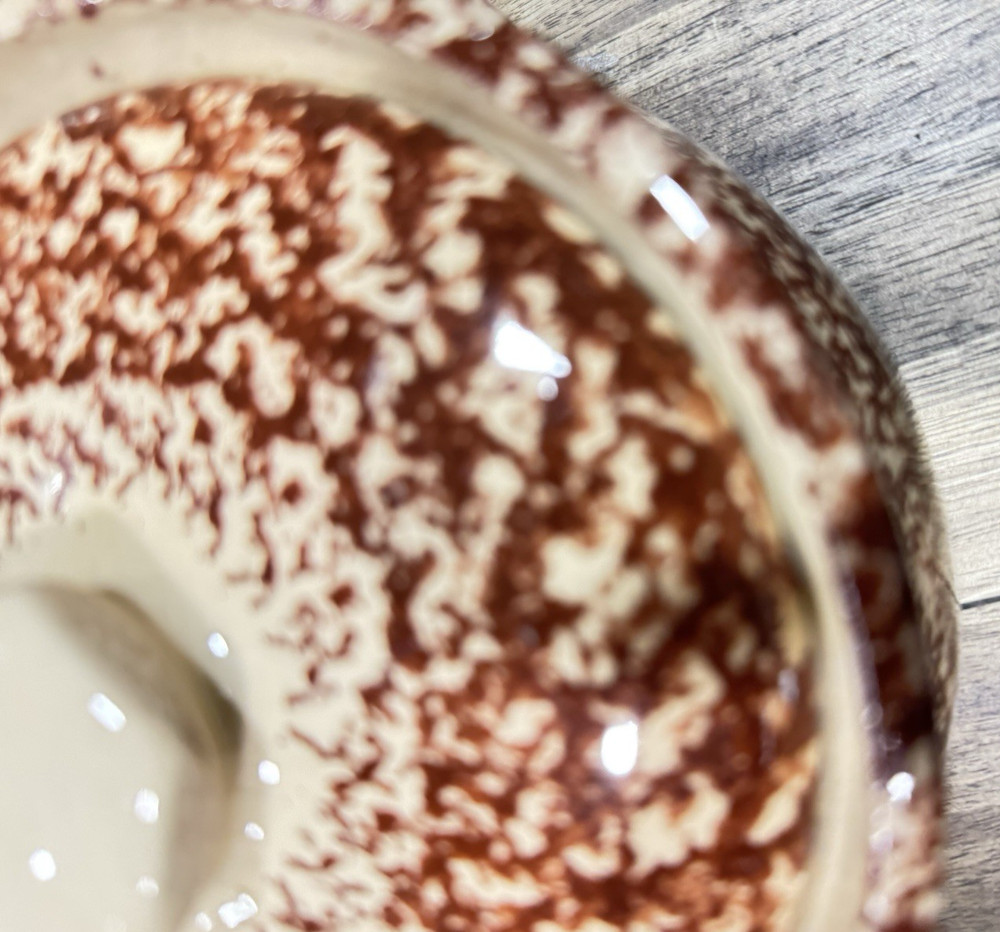 Small Brown Spongeware Cookie Jar Bean Pot RRP