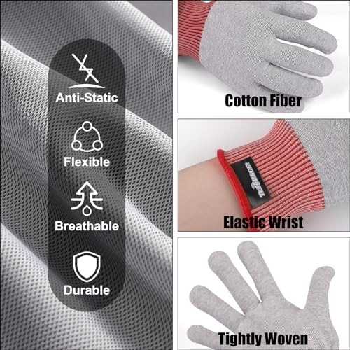 Grey Professional Vinyl Wrap Anti-Static Application Gloves (2 Large Grey