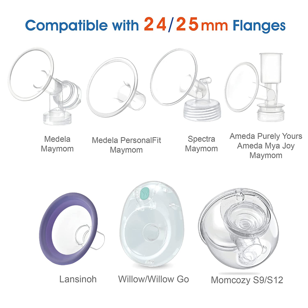 Flange Inserts to Reduce Nipple Tunnel Size; Compatible with Various Breast Pump