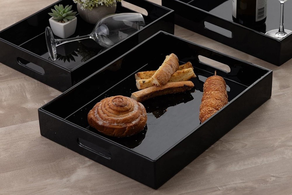 Wood Tray 3 set black