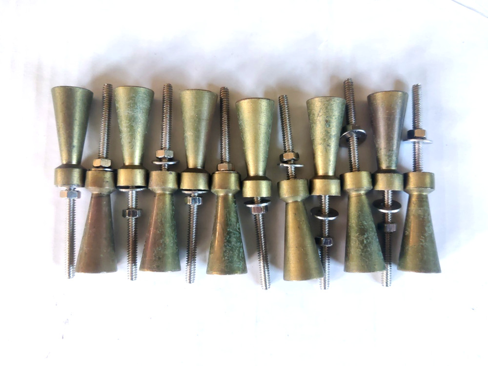 12 Solid Brass Knobs MCM Mid Century Modern Atomic Art Deco Vintage Drawer Pulls