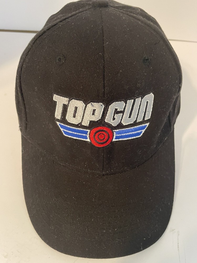 Top Gun Embroidered Baseball Cap Black  Adjustable Strap Back Hat Unisex