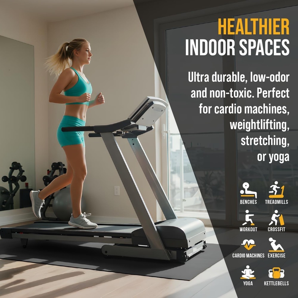 Multi-Purpose 72" x 48" Rubber Exercise Mat - Non-Slip, Water-Resistant Surface