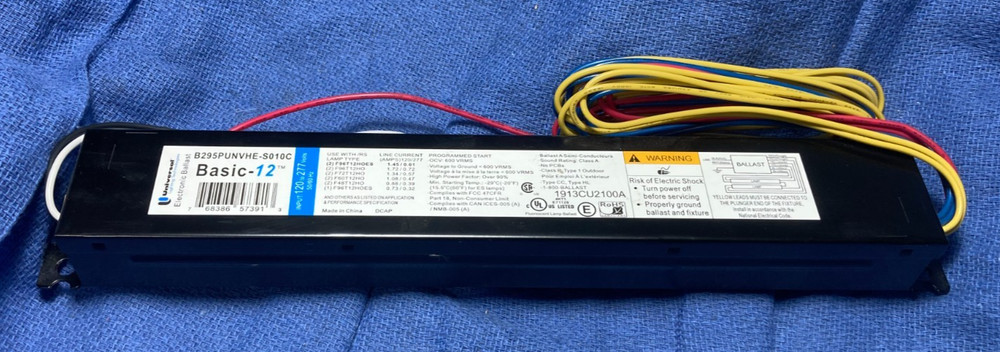UNIVERSAL LIGHTING BASIC-12 B295PUNVHE- ELECTRONIC BALLAST  F96T12HO LAMP +OTHER