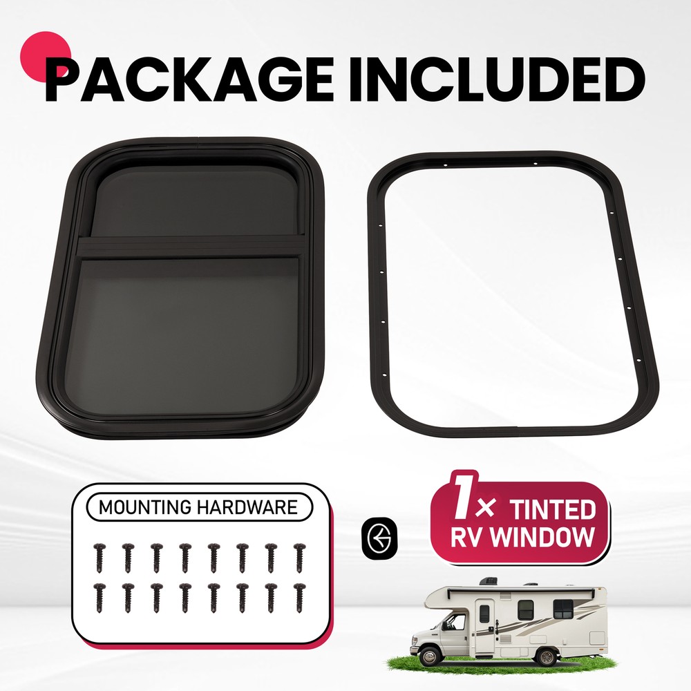 RV Window 14/18/24/35/36/42" H × 12/15/20/22/24/40" W w/ Trim 1-3/4" Windows