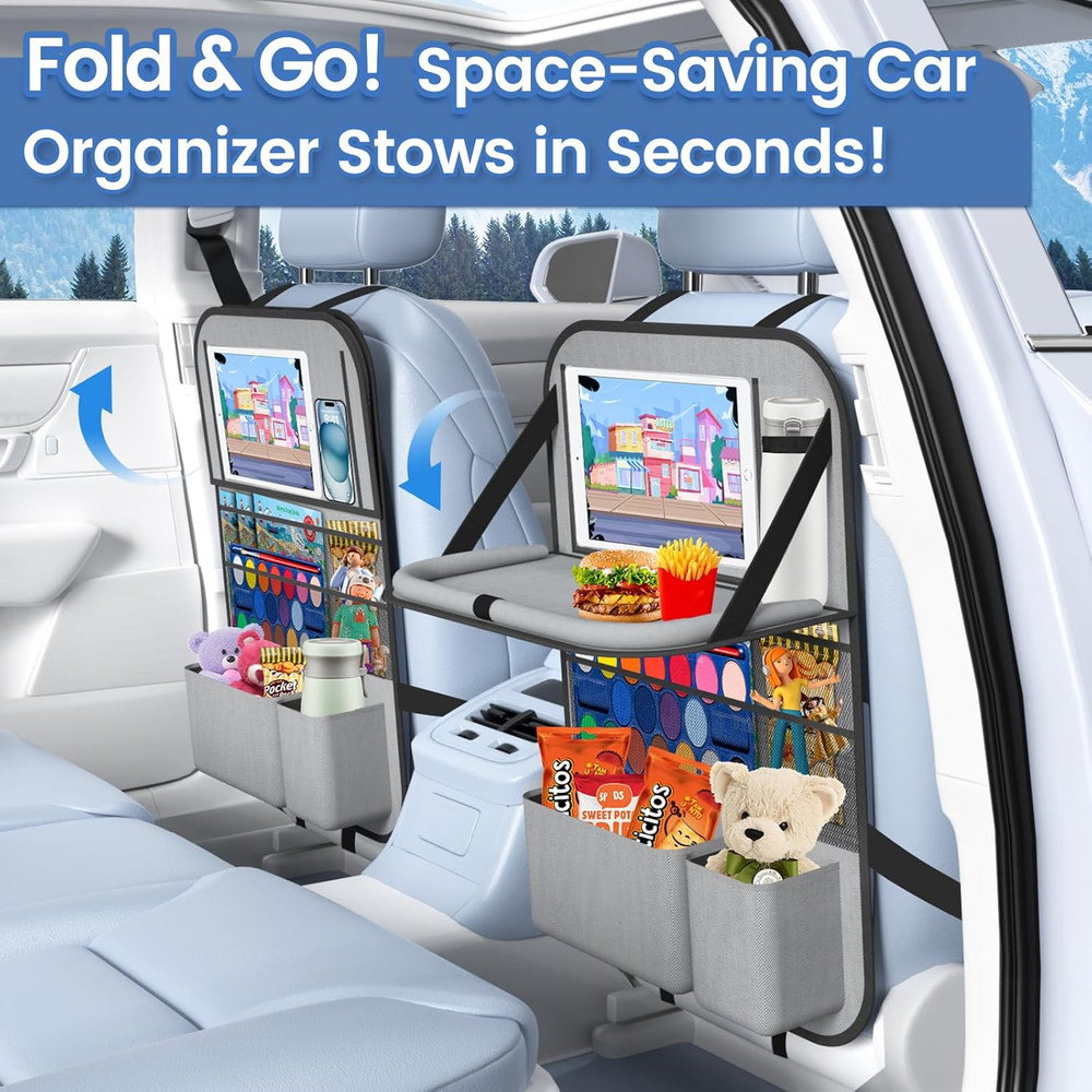 2Pack-Car Backseat Organizer with Touch Screen Tablet Holder,9 Storage Pockets S