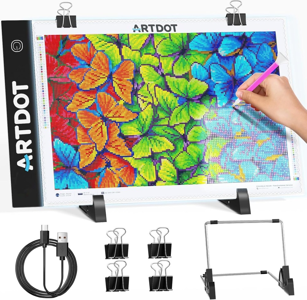 A4 LED Light Pad for Diamond Painting - Adjustable Brightness & Accessories