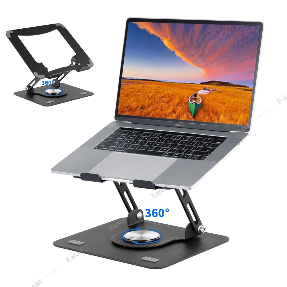 360° Rotating Metal Laptop Stand Riser Foldable Computer Notebook Holder Desk
