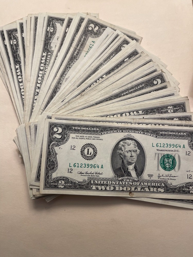 MIXED Circulated 1976-2017 Two Dollar Bill $2 Note