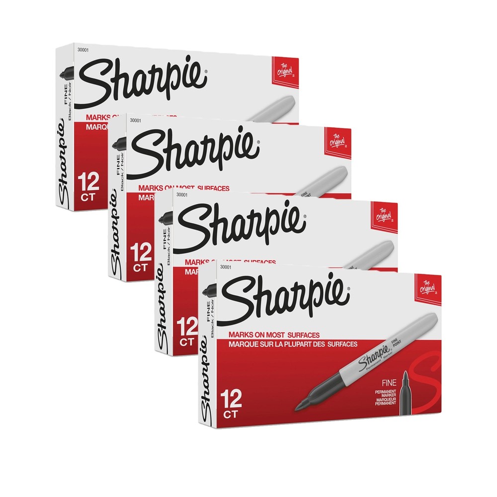 Sharpie Fine Tip Permanent Marker, Fine Bullet Tip, Black (30001) 48 Markers