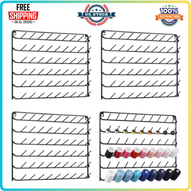 Wall-Mounted Thread Holder for 54 Spools - Metal Organizer (4 Pack)