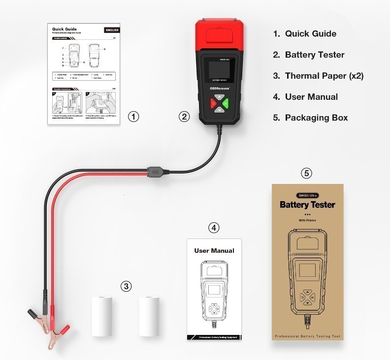 12V Battery Diagnostic Tester Cranking Start 100-2000CCA Analyzer