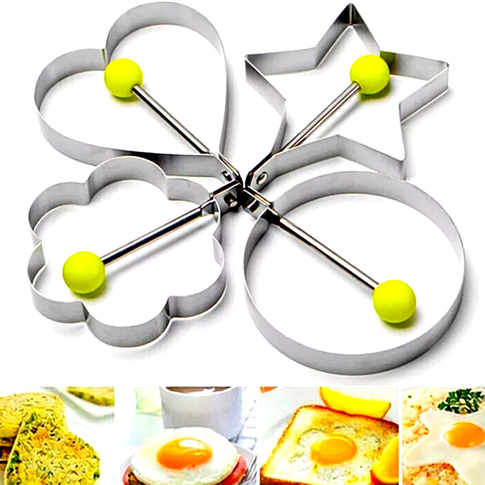 4Pcs-Molde Para Freir Huevos PanquequesAnillos Para Dar Forma Acero inoxidable