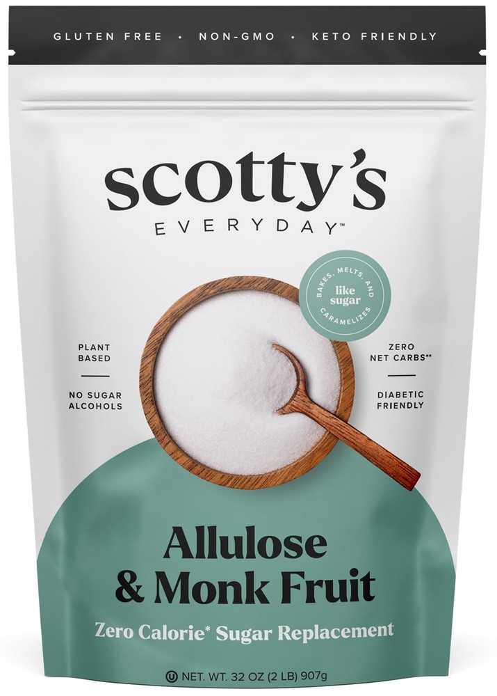 - Allulose and Monk Fruit Sugar Replacement, Zero Calorie, Non-GMO, No Erythr...