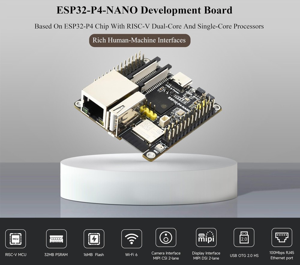 ESP32-P4-NANO Development Board, Based On ESP32-P4 Chip with RISC-V Dual-Core...