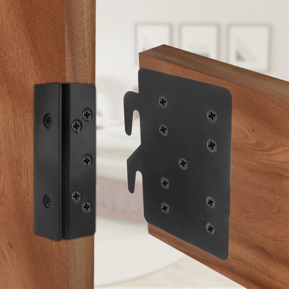 2 Pcs Bed Frame Bed Post Double Hook Slot Bracket, Heavy Duty Bed Hardware Plate