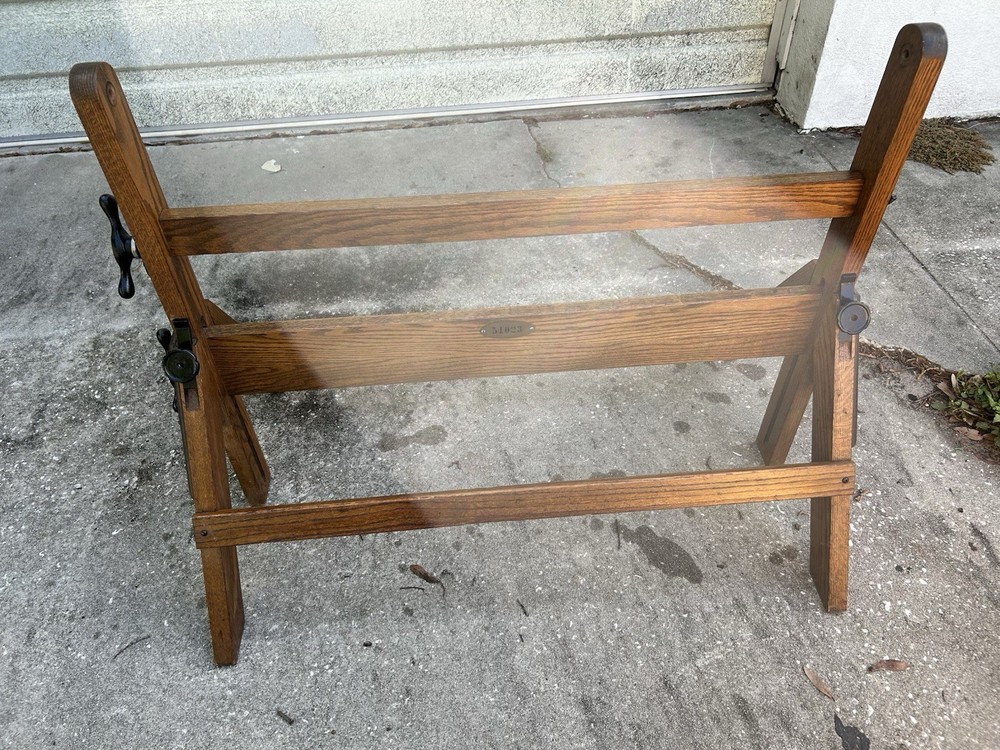 Vintage Hamilton Oak Maple Cast Iron Drafting Table 1958 Very Good Condition