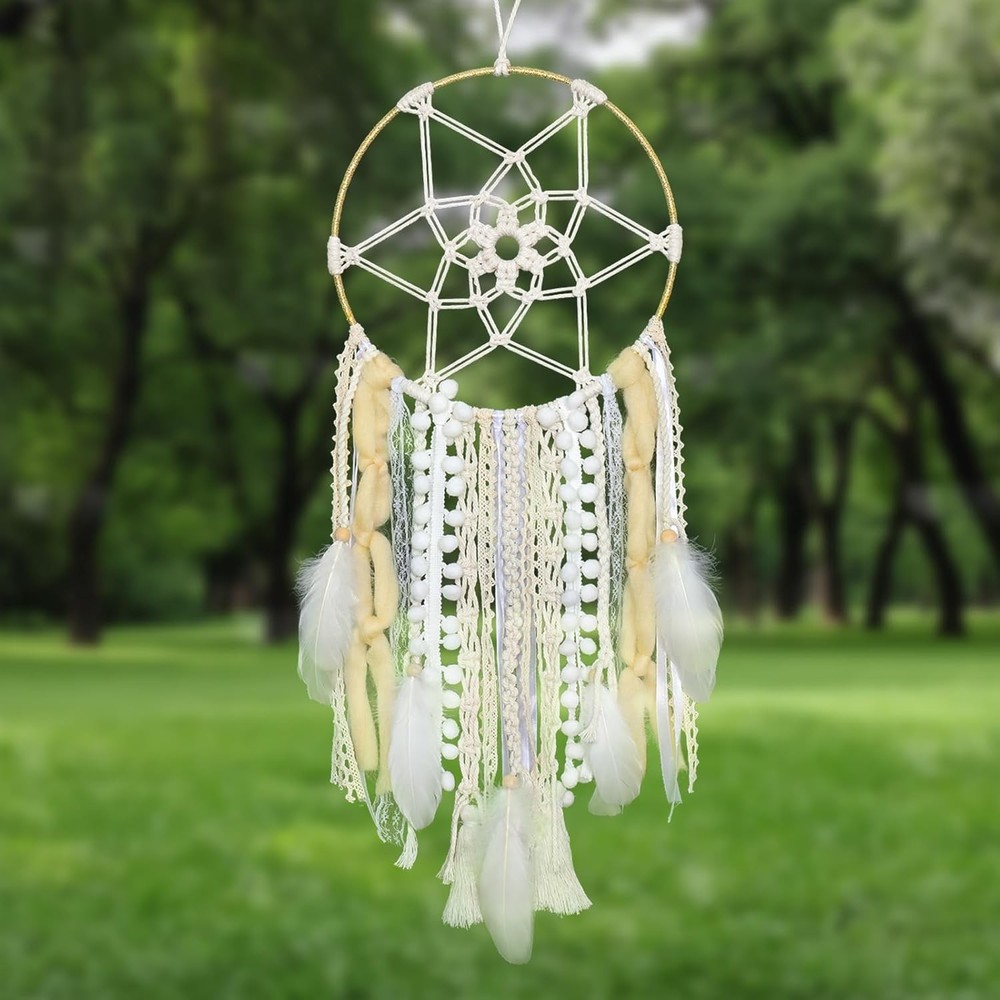 Handcrafted Large Feather Dream Catcher - Traditional Boho Wall Decor