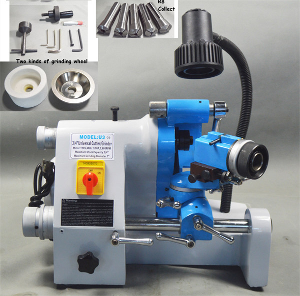 R8 Collet End Mill Grinder Multi-functional U3 Cutting Tool Sharpener 220V