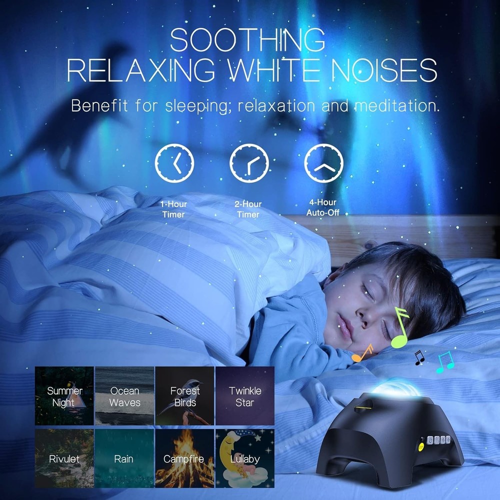 33 Light Effects LED Star Projector with Bluetooth & White Noise for Relaxation