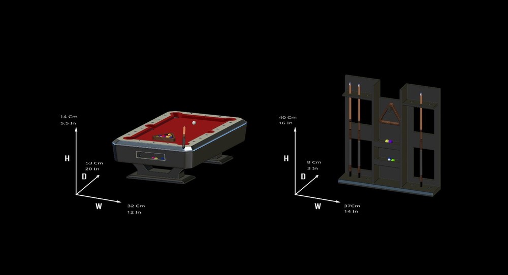 Pool table, complete with accessories, 1:5 scale, File STL OBJ for 3D Printer