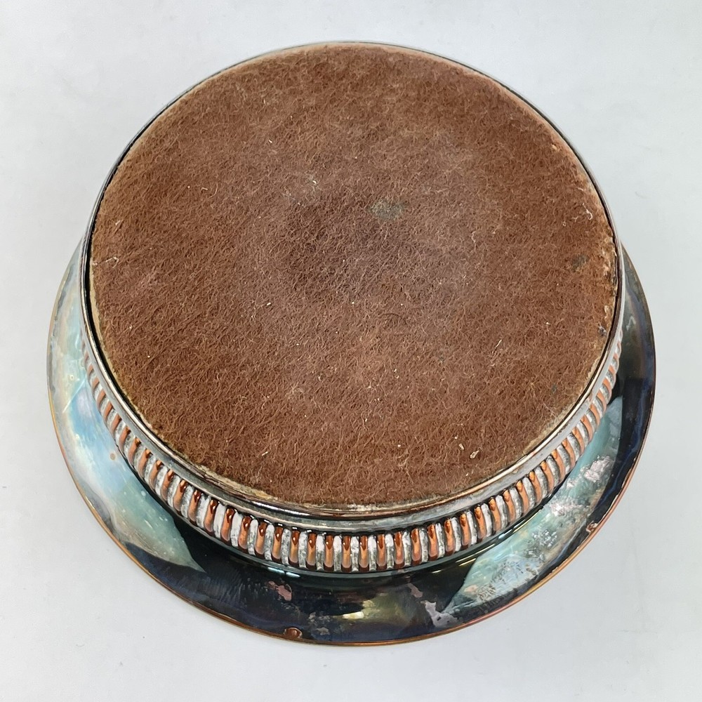 Antique Silver Plated & Oak Bottle Coaster 14.5cm