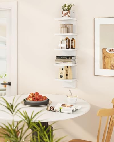 Wall Shelf Unit,Vertical Shelf,Floating Storage Wall 5 Tier White