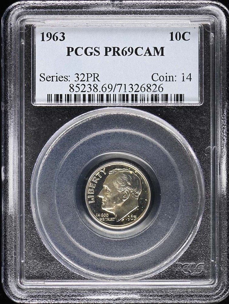 1963 10C Roosevelt Dime PCGS PR69CAM