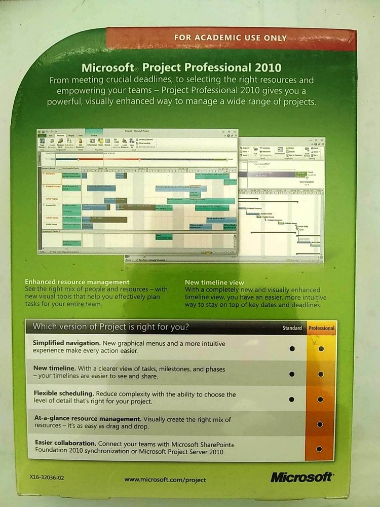 Microsoft Project Professional 2010 Retail Package (Academic Use) New Sealed