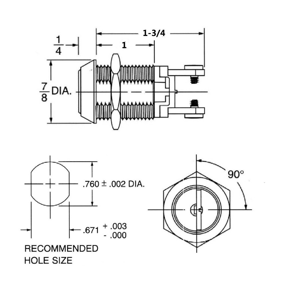 Momentary Spring Return Screw Terminal On-off Key Switch Lock for Access Control