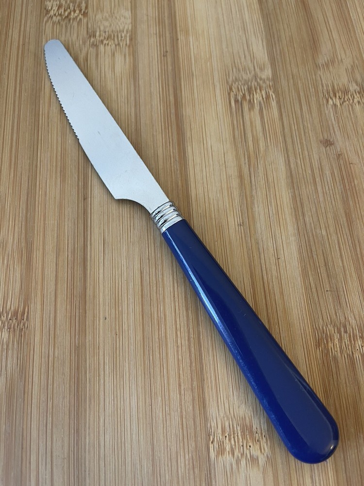 Gibson Stainless Plastic Handle Dark ROYAL BLUE Dinner Knife 8”