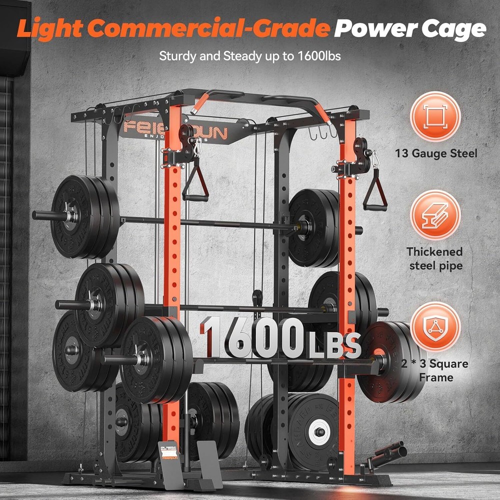 Multi-Function Squat Rack Power Cage FLA01 with Cable Crossover System,for GYM