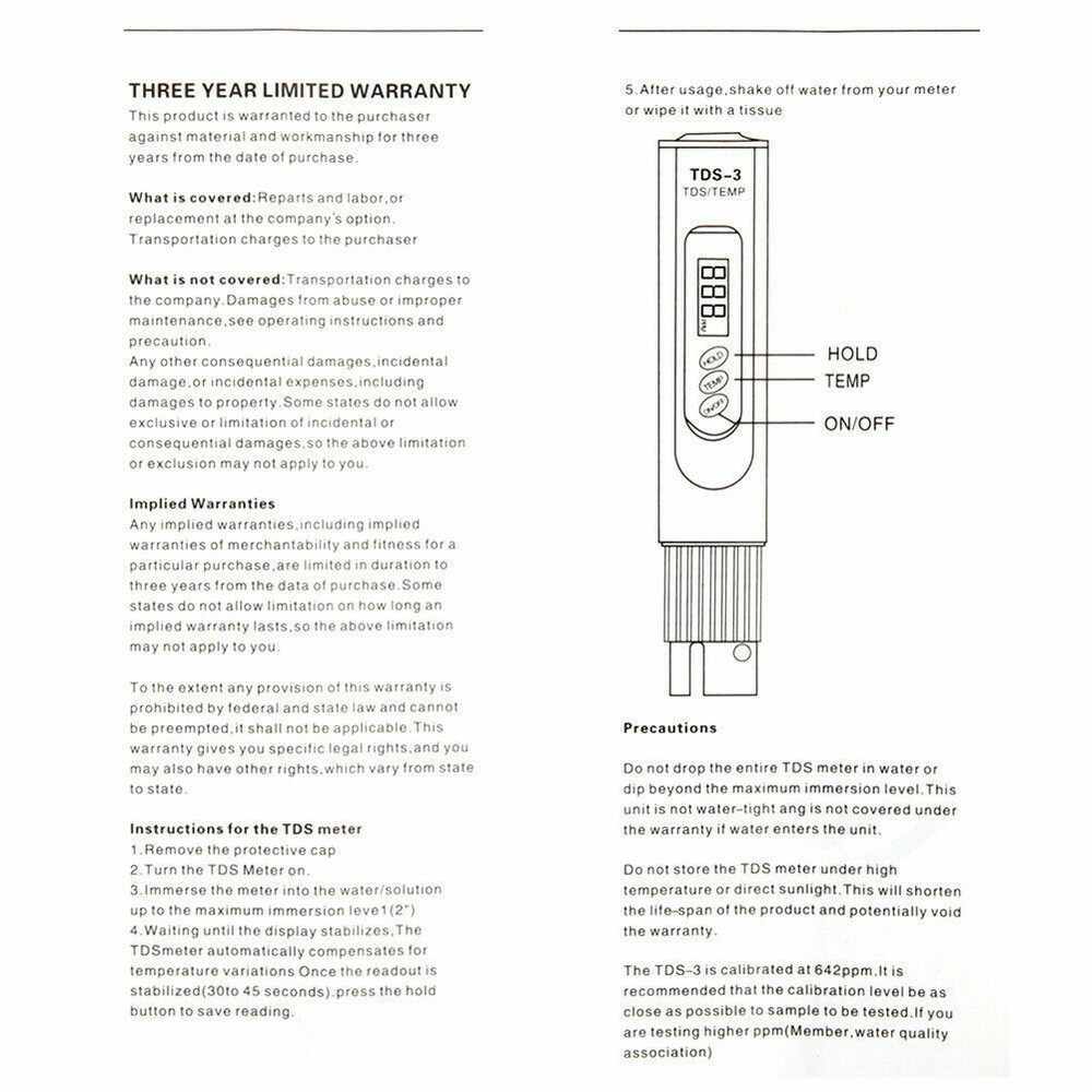 Home TDS Meter Digital Display Water Quality Detector Drinking Water Purity Test