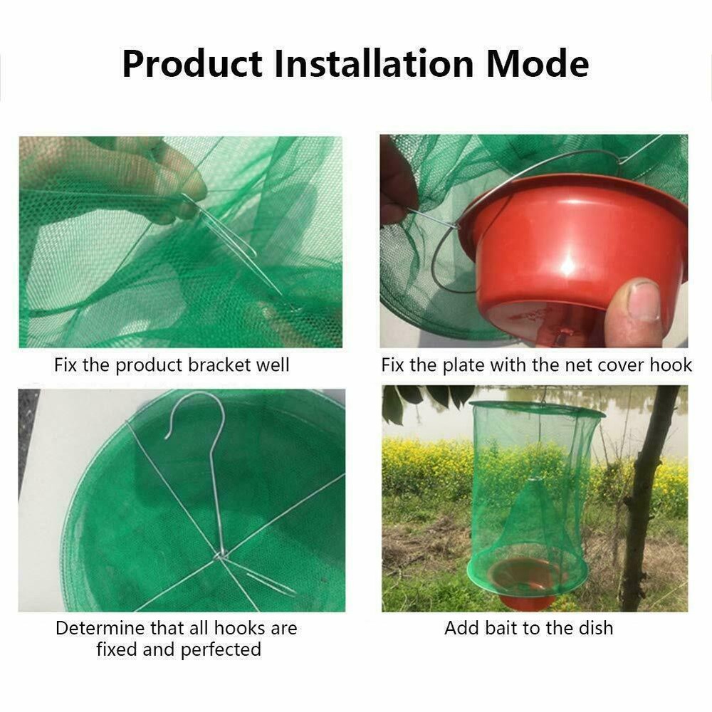 2/4PACK The Ranch Fly Trap Reusable Fly Killer Cage Net Trap Pest Bug Catcher