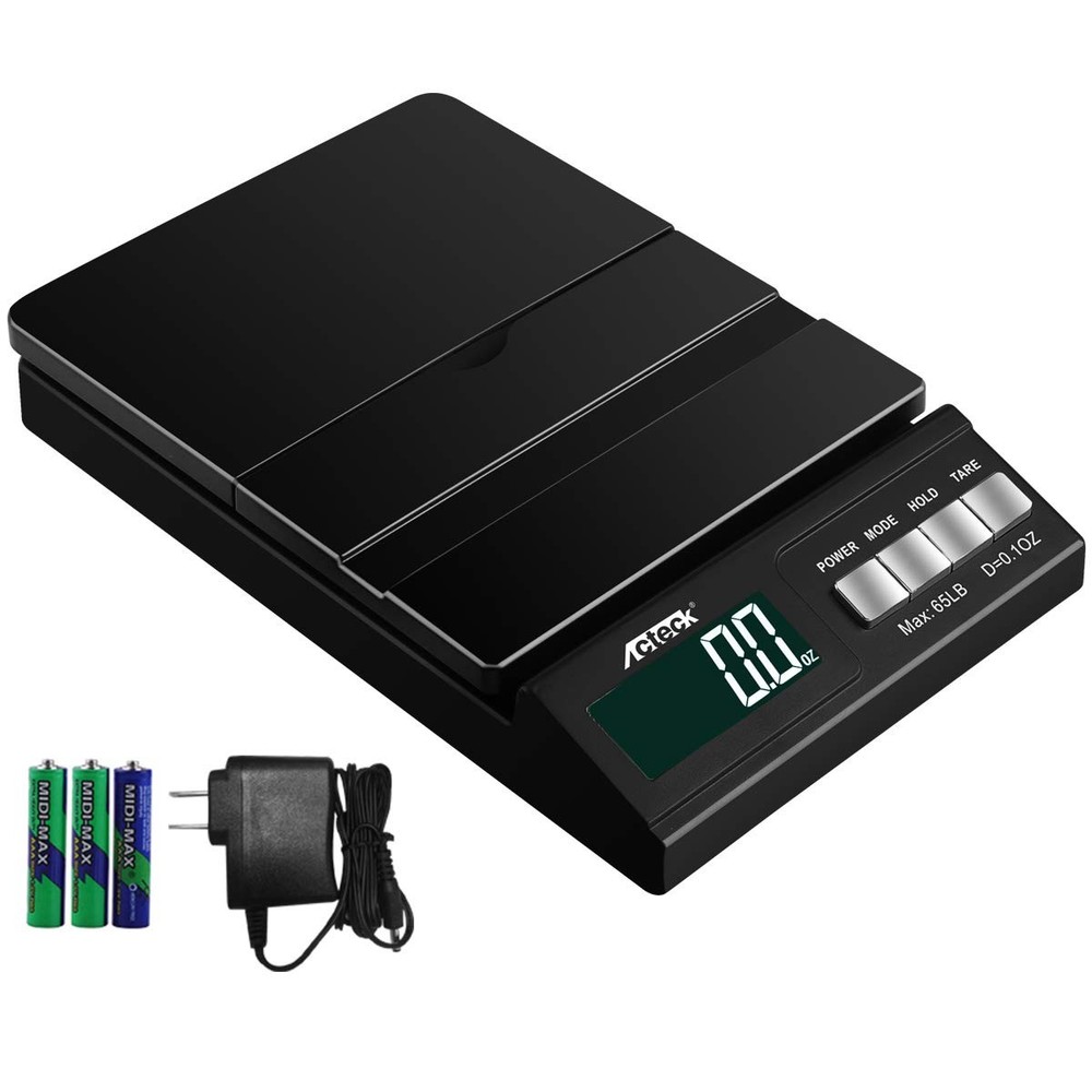 A-CE65 65LB Digital Shipping Postal Scale with AC Adapter, Black