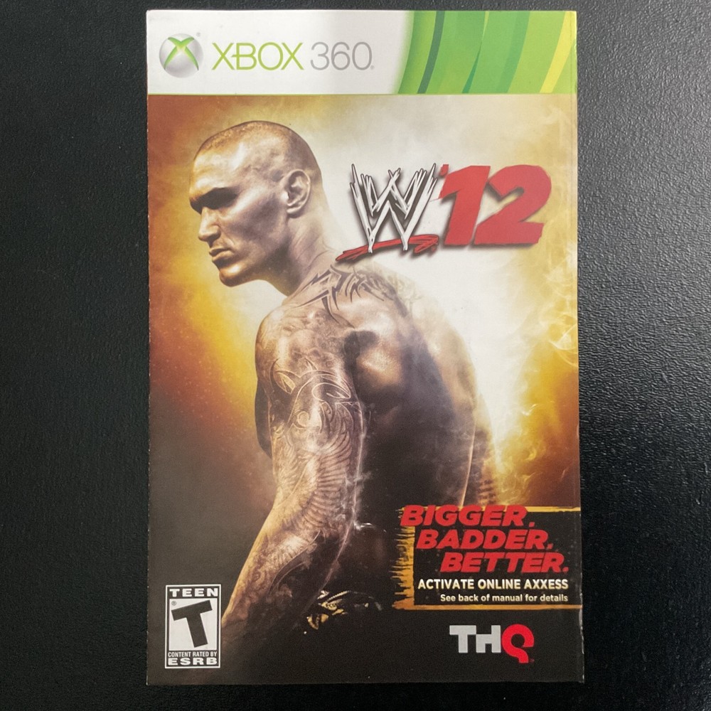 WWE '12 Microsoft Xbox 360 Instruction Manual Only