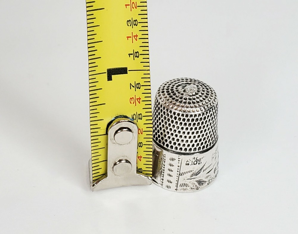 Antique Sterling Silver Thimble Abstract Flowers & Leaves