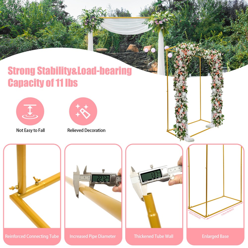 Rectangle Wedding Arch Birthday Party Metal Balloon Frame Backdrop Stand 5.9ft