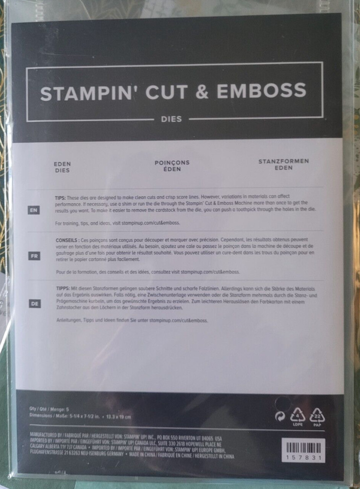 Stampin' Up! EDEN DIES cut & emboss