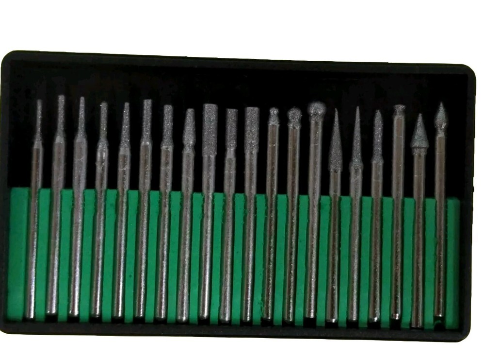 20pc Set Diamond Burrs Fits Dremel Or Rotary Engraving Bits Micro Small
