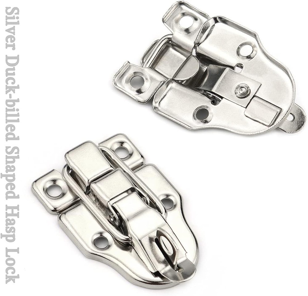 10 Pack Metal Box Hasp Lock Toggle Latch Catch, Silver Decorative Hasp with M