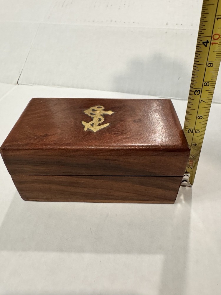 Wood Nautical Anchor Rectangular Box, Brown, Decorative