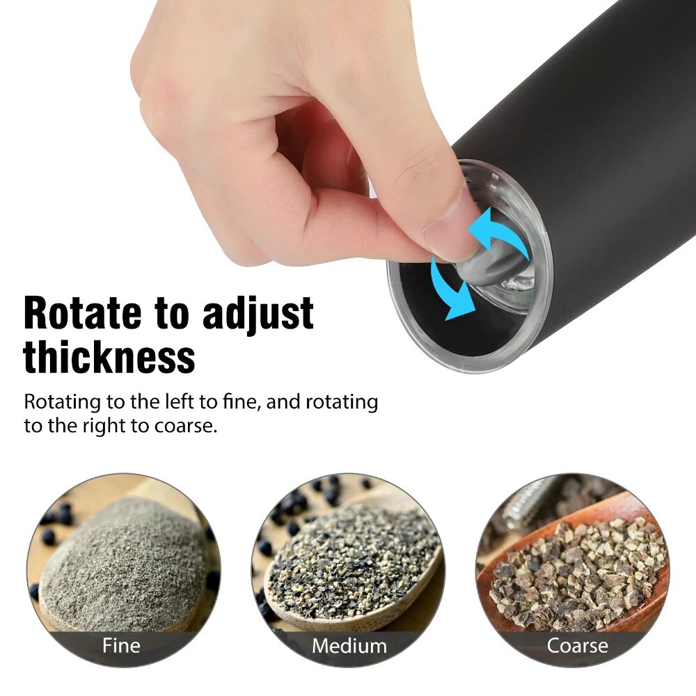 Automatic Gravity Electric Salt Pepper Grinder LED Light Adjustable Coarseness
