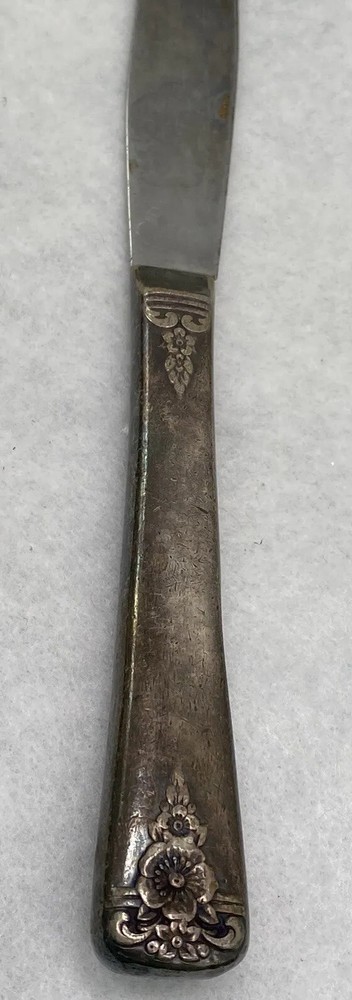 Floral Handle Silver Plated ~ Unknown Maker Knife~ 9 Inches