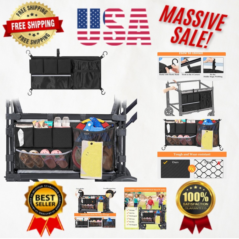 Stroller Wagon Cargo Net - Compatible with Wonderfold & Keenz Models, Black