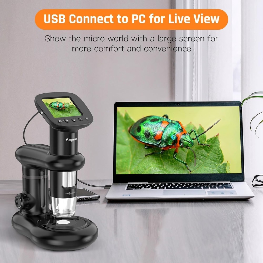 High-Definition 1000x Microscope with Camera & PC Compatibility - For Learning
