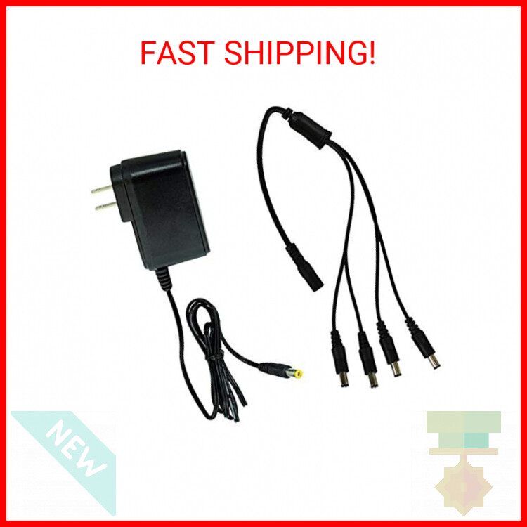 Night Owl Security SPF-CAMP-2A Camera Adapter with 4-Way Power Splitter, Black