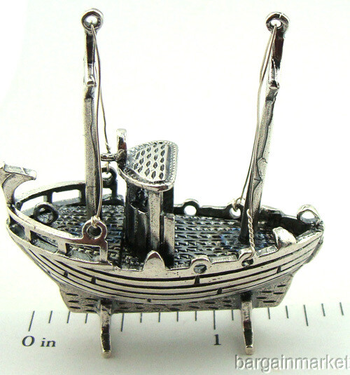 Miniature Mini Tug Boat Ship Solid Sterling Silver #230